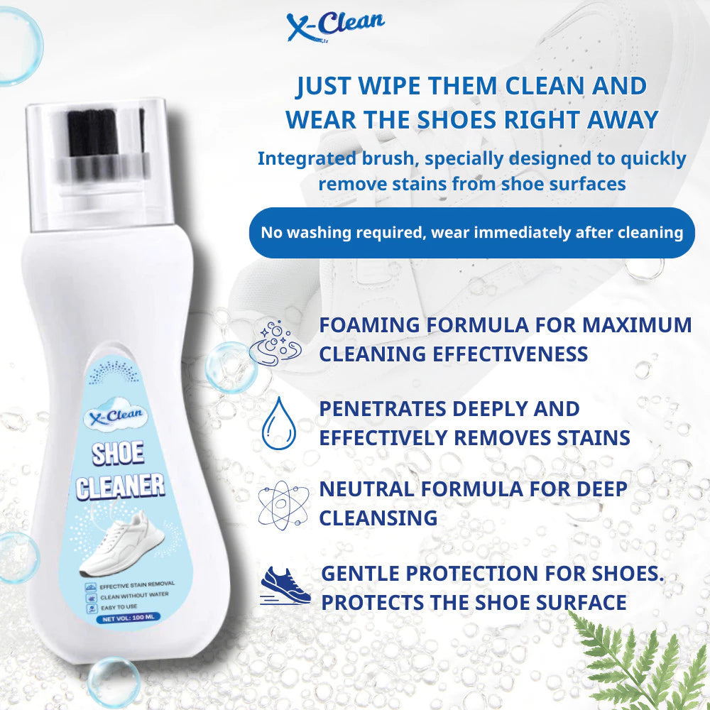 X-Clean Shoe Cleaner for White Shoes with Brush Head Sneaker Stains Cleaner for Shoe Care
