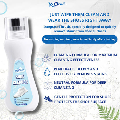 X-Clean Shoe Cleaner for White Shoes with Brush Head Sneaker Stains Cleaner for Shoe Care