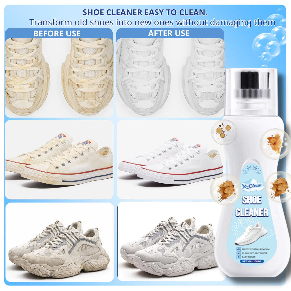 X-Clean Shoe Cleaner for White Shoes with Brush Head Sneaker Stains Cleaner for Shoe Care