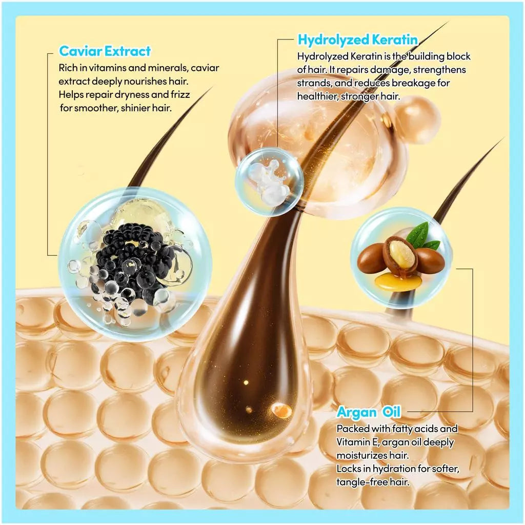 Yusofine Caviar Luxury Hair Mask Premium Deep Repair Keratin Treatment Smooth Shiny Frizz-Free Hair