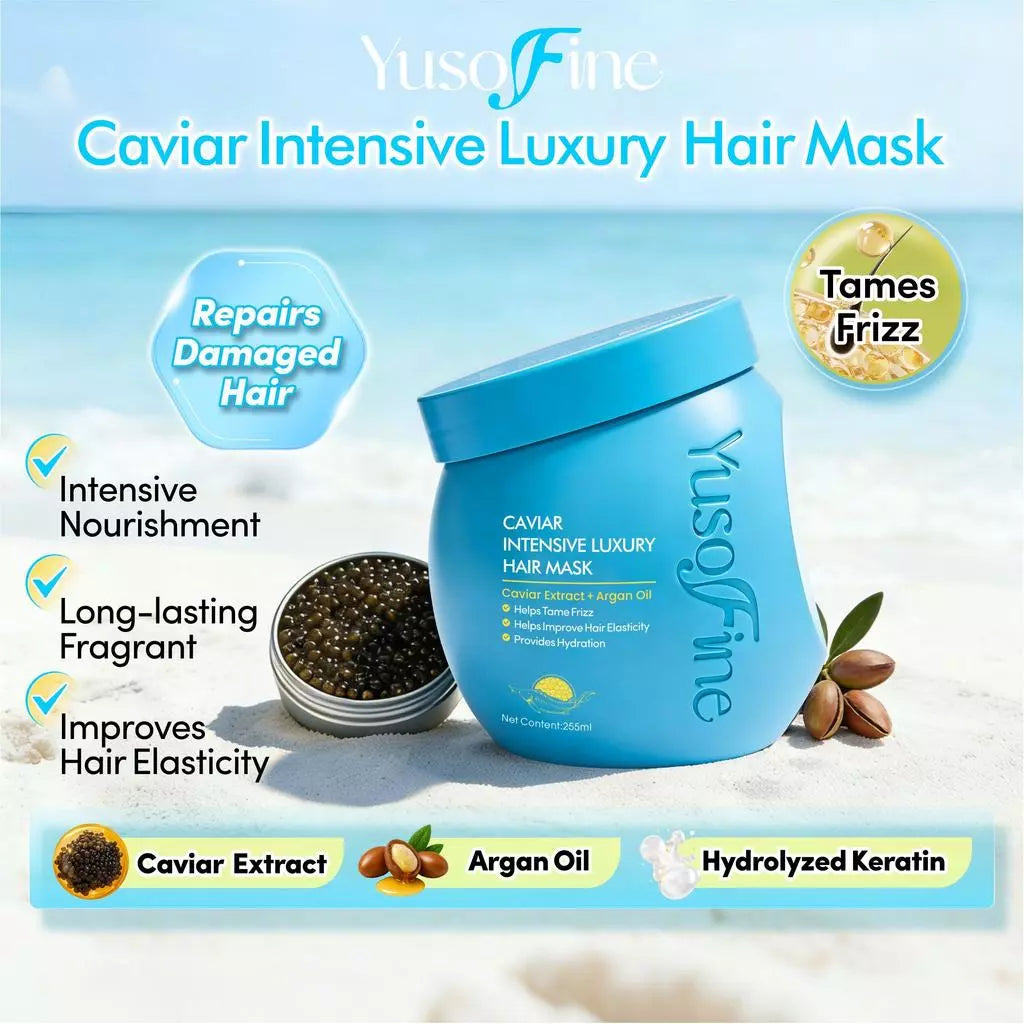 Yusofine Caviar Luxury Hair Mask Premium Deep Repair Keratin Treatment Smooth Shiny Frizz-Free Hair