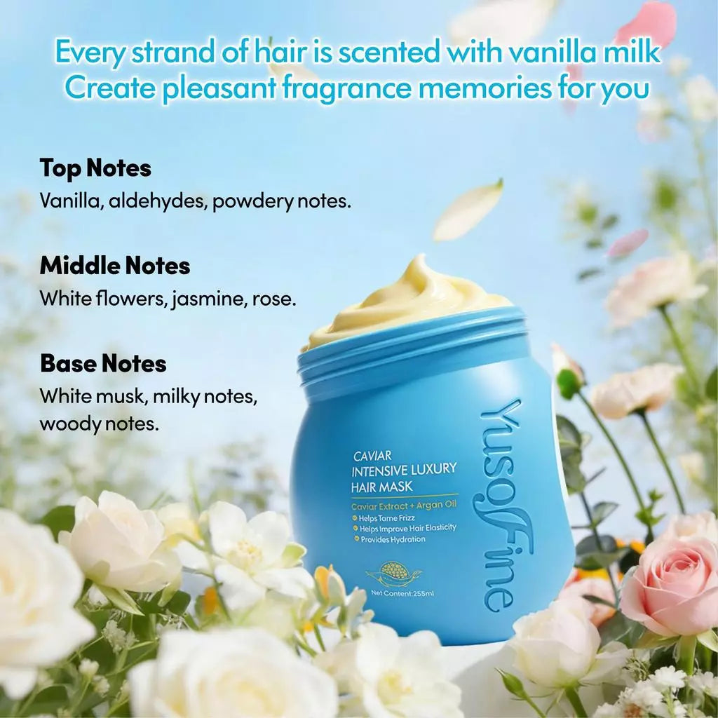 Yusofine Caviar Luxury Hair Mask Premium Deep Repair Keratin Treatment Smooth Shiny Frizz-Free Hair