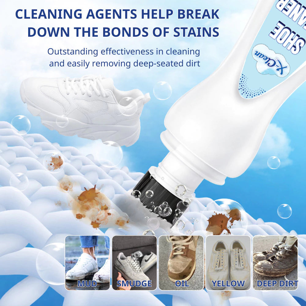 X-Clean Shoe Cleaner for White Shoes with Brush Head Sneaker Stains Cleaner for Shoe Care