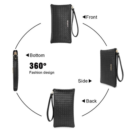 MICHAELA Cellphone Wristlet Wallet for Women Waffle-Like Embossed Long Zip Clutch