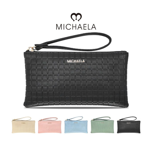 MICHAELA Cellphone Wristlet Wallet for Women Waffle-Like Embossed Long Zip Clutch